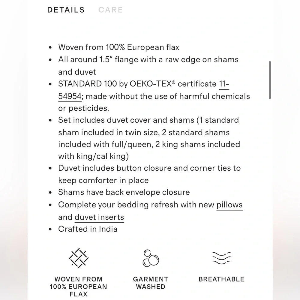Quince European Linen Double Flange Duvet Cover Set Mist King Cal King